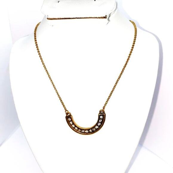 Gold-Tone Rhinestone Arch U Necklace - Picture 1 of 5